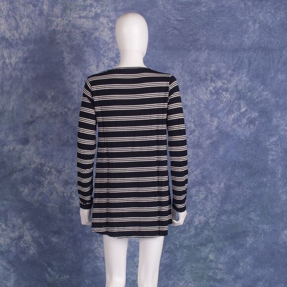 Calypso St. Barth Tunic Top Black White Striped Long Sleeve Stretch Viscose M - Picture 3 of 4